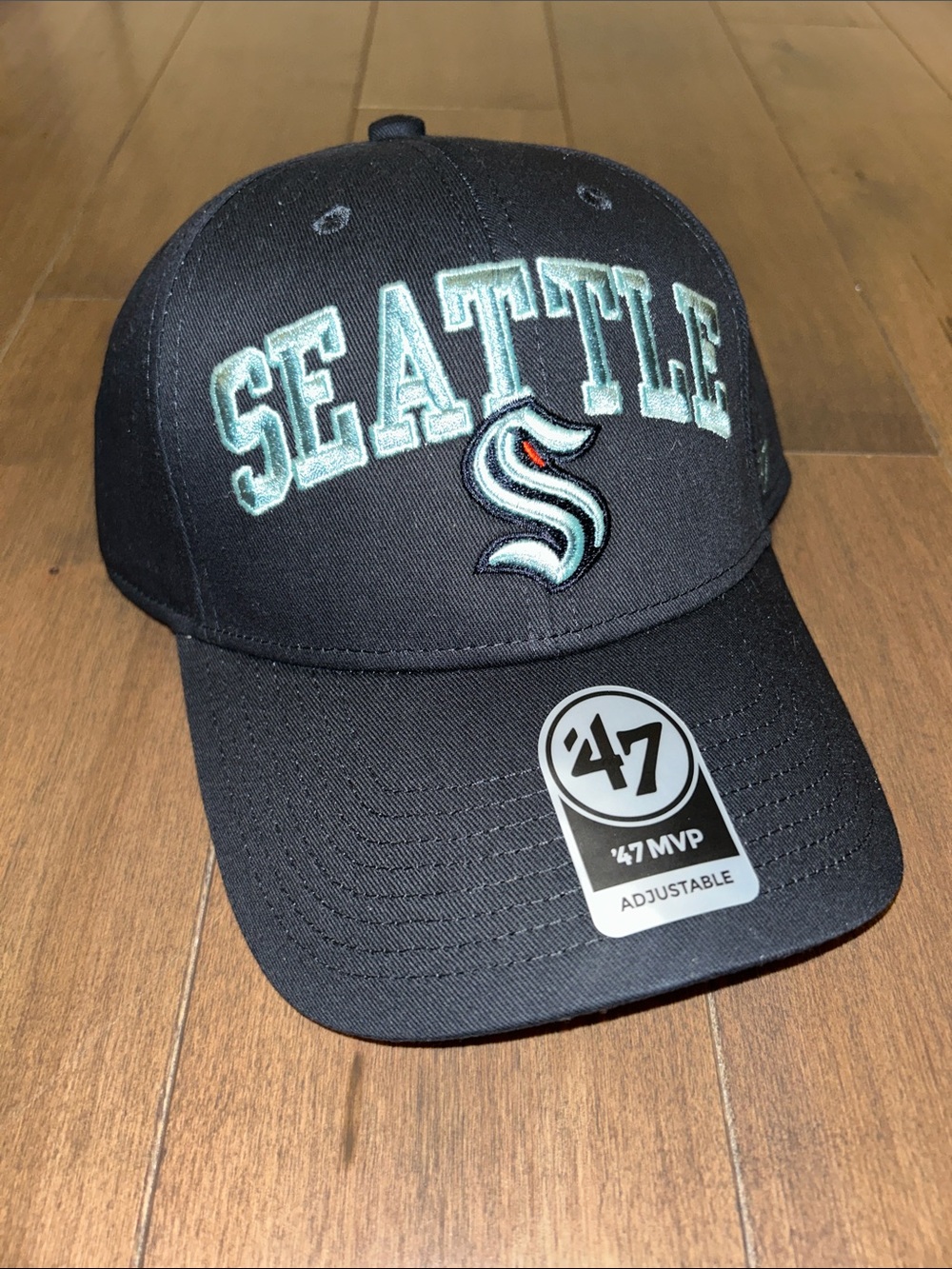 ’47 Brand NHL Seattle Kraken Embroidered Cap - Black with Teal Accents